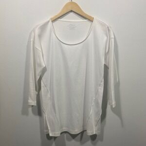 NWT Chico's Pima Cotton Split Hem 3/4 Sleeve Tunic Top Basic Knit Alabaster Sz S